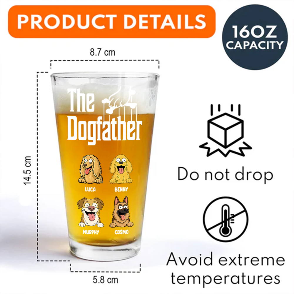 Personalized The Dog Father Print Beer Glass Personalized Gift For Dog Dad HO82 894134