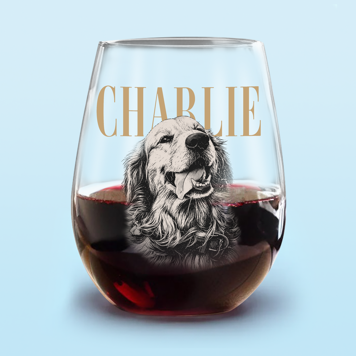 Custom Pet Face Shirt Vintage Style Stemless Wine Glass, Unique Dog Cat Lovers Gift HO82 903206