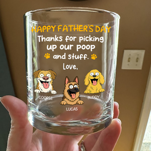 Happy Father's Day, Thank For Picking Up Our Poop Print Rock Glass Personalized Gift HO82 893712