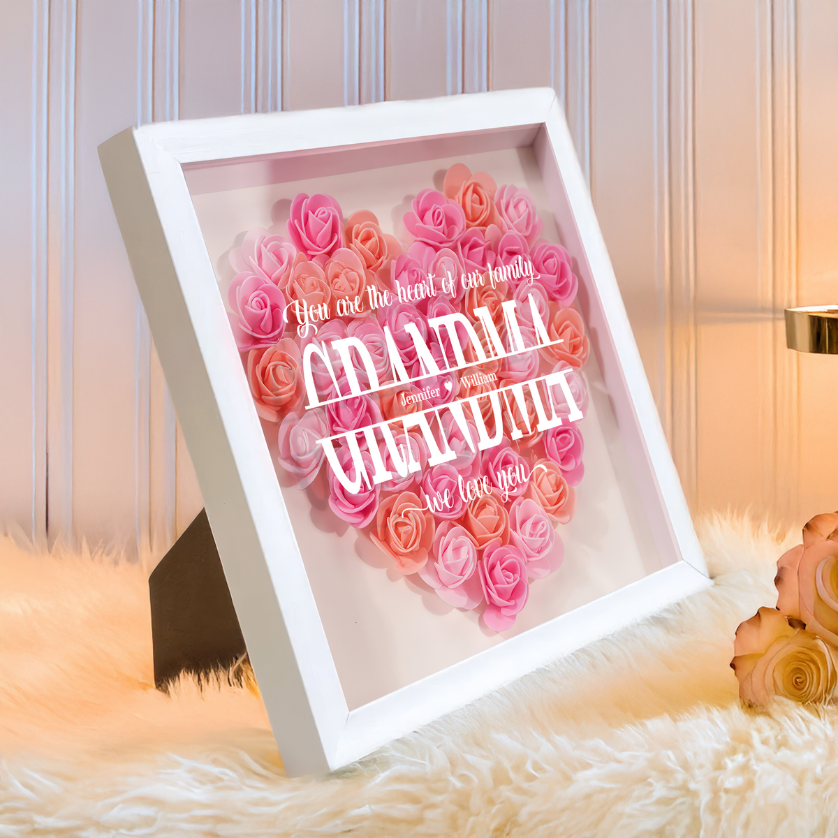 You Are The Heart Of Our Family Personalized Flower Shadow Box Mother's Day Gift HA75 892040