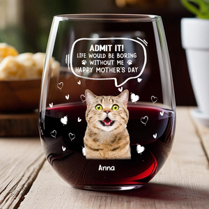 Custom Photo Life Would Be Boring Without Me Cat Wine Glass HA75 892304
