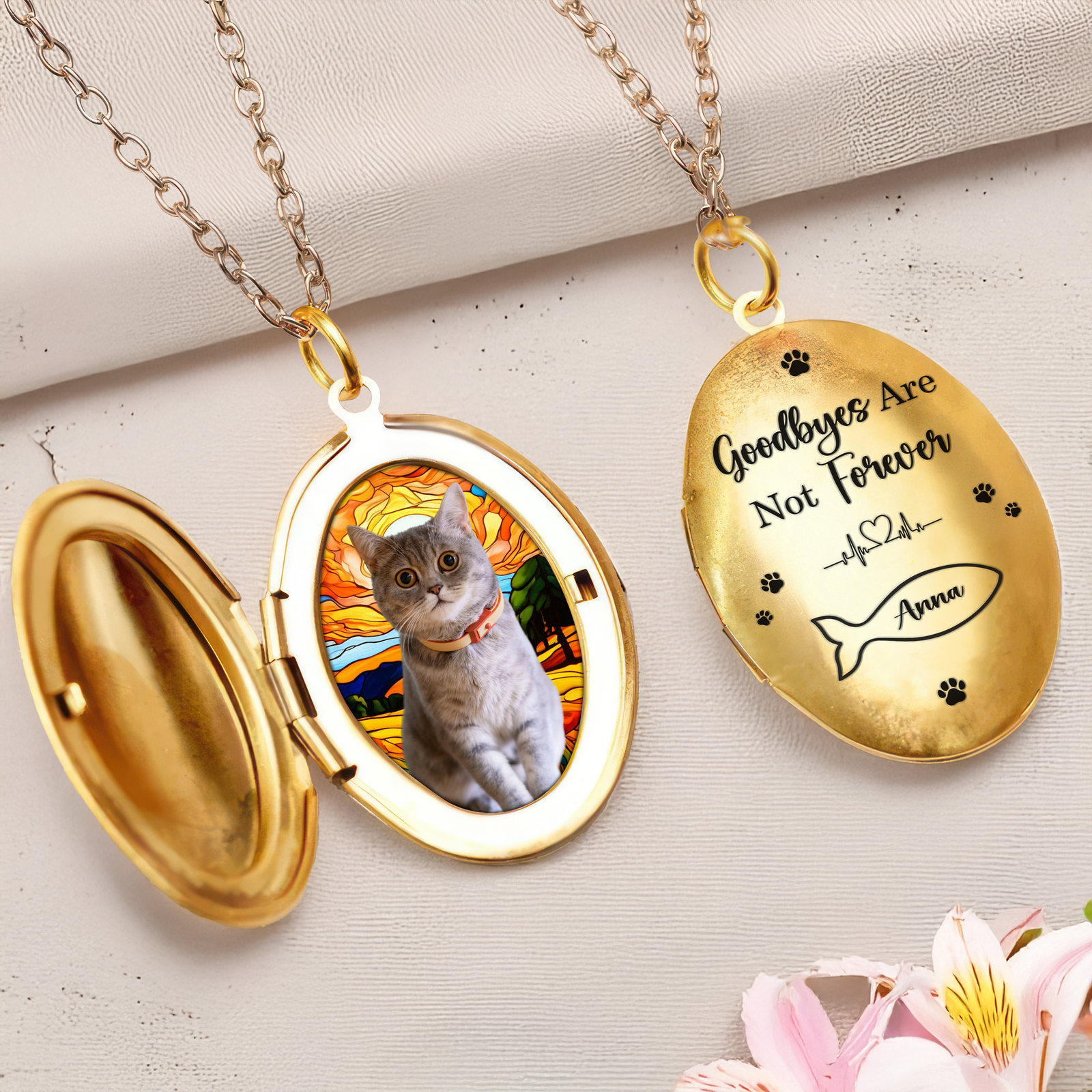 Custom Dog Cat Photo No Longer By My Side But Forever In My Heart Memorial Locket Necklace HO82 893672