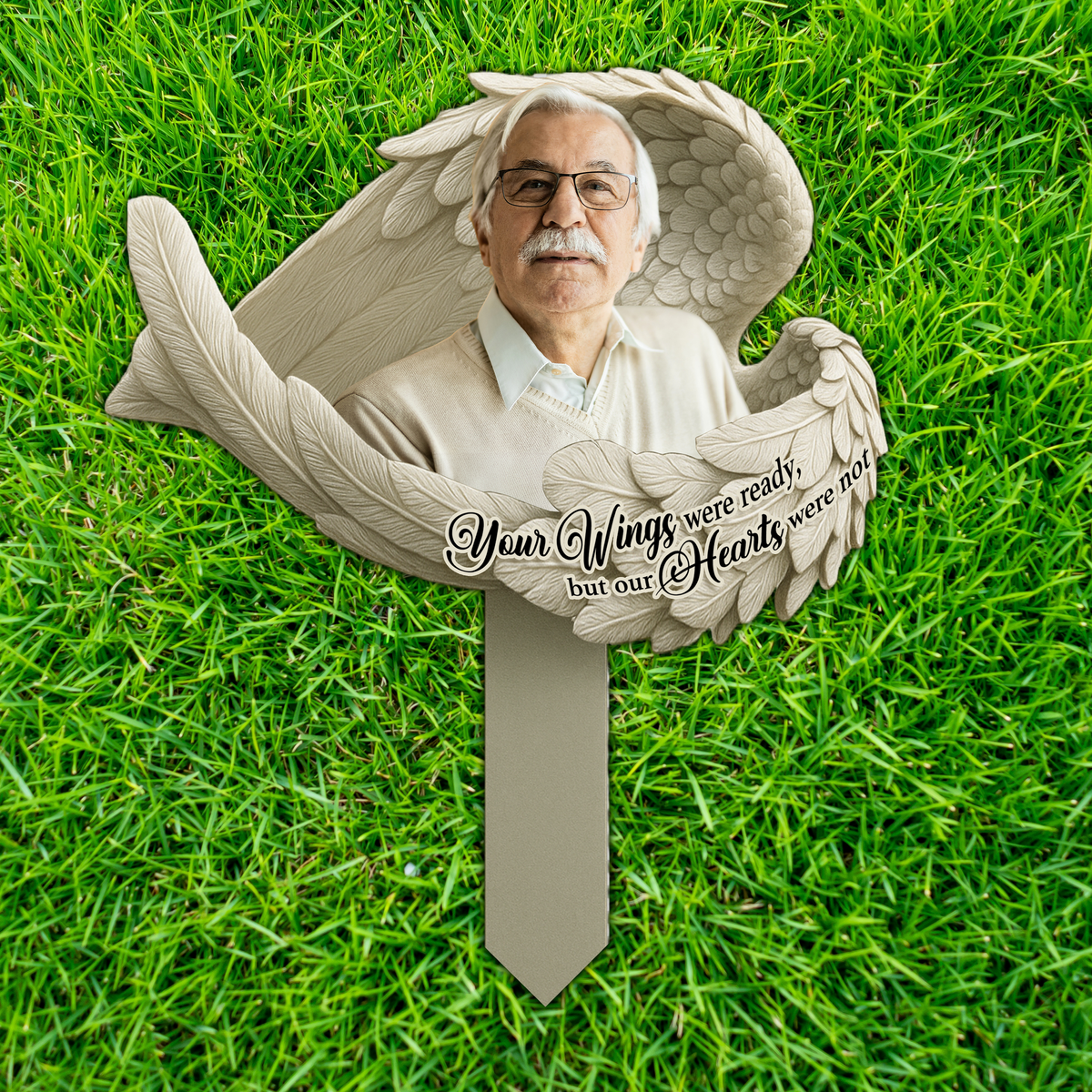 Custom Photo Your Wings Were Ready Memorial Garden Stake TH10 892843