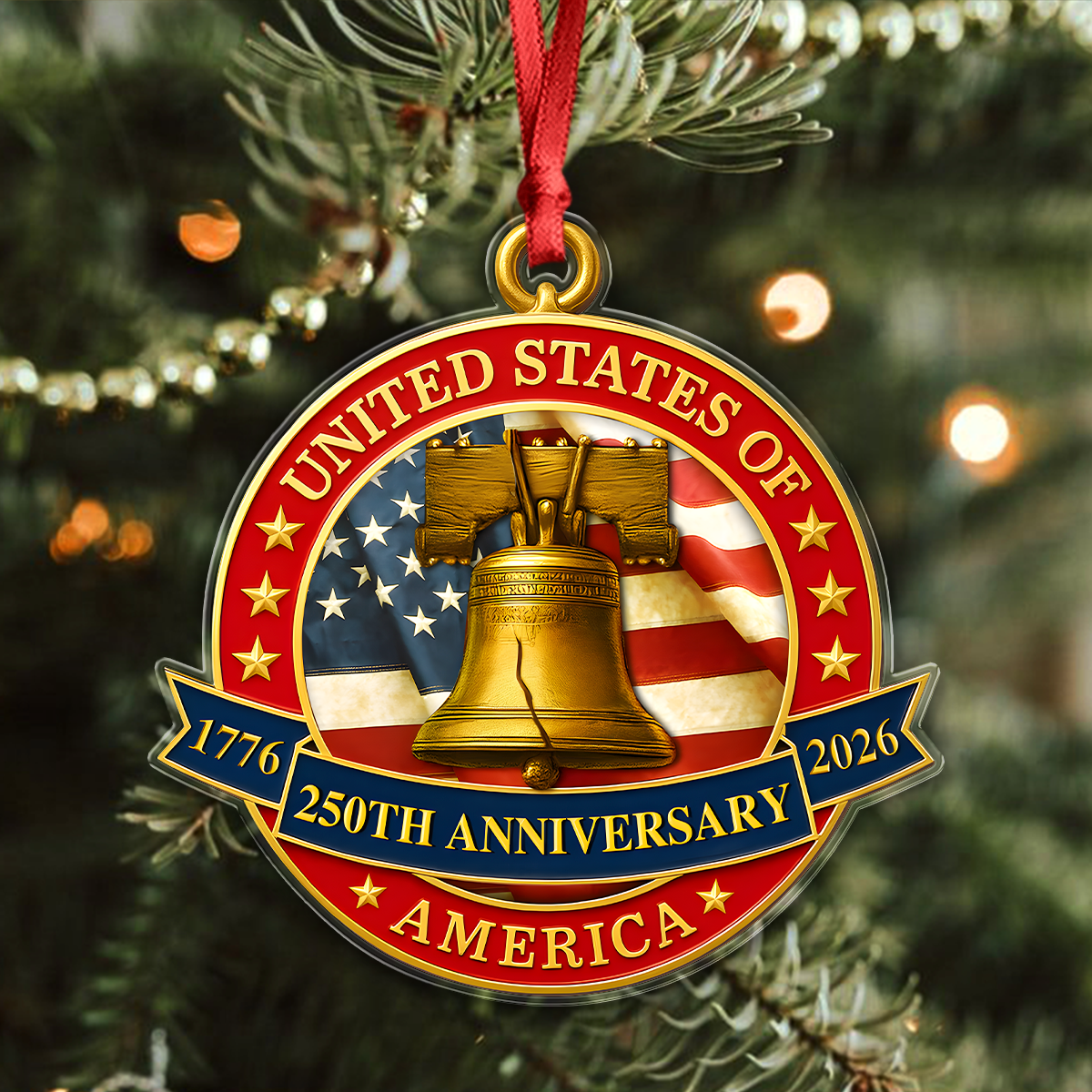 USA 250th Anniversary Liberty Bell Semiquincentennial Acrylic Ornament HO82 900370