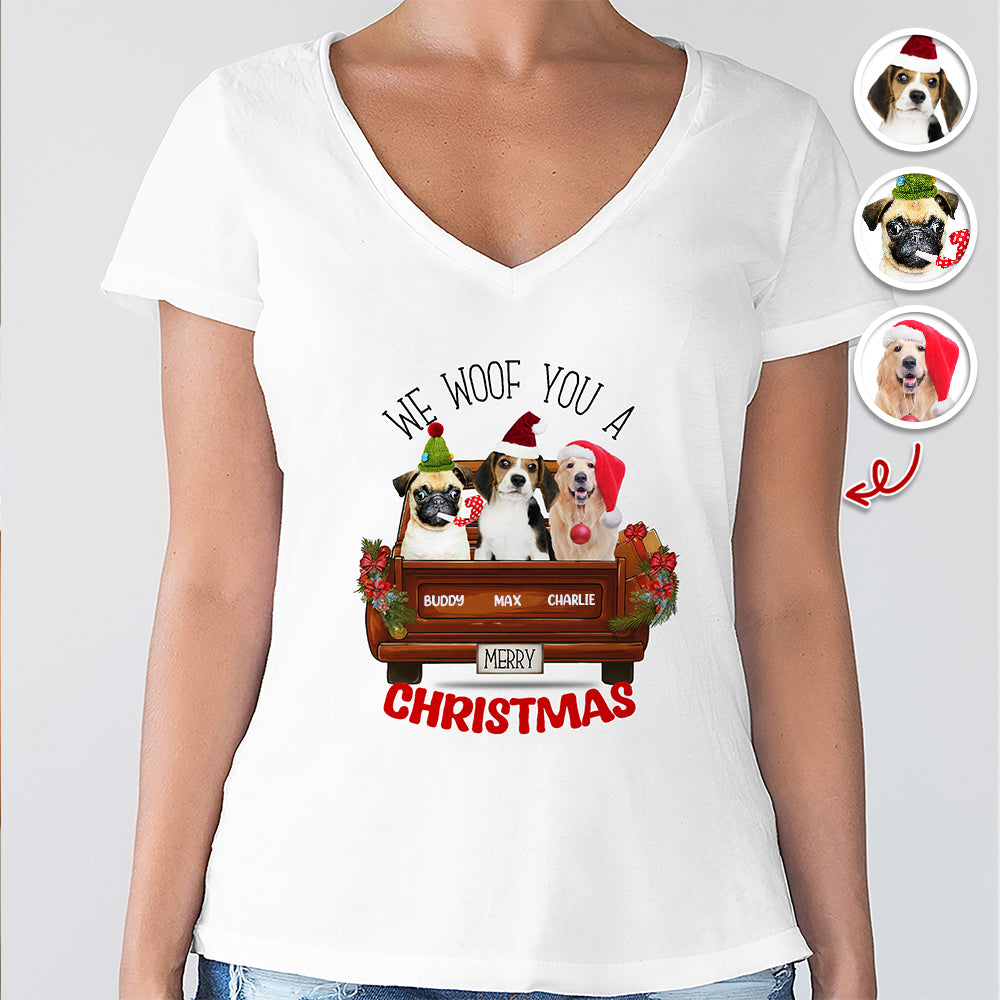 Custom Cute Dog Photo I Woof You A Merry Christmas Bright Shirt LM32 895757