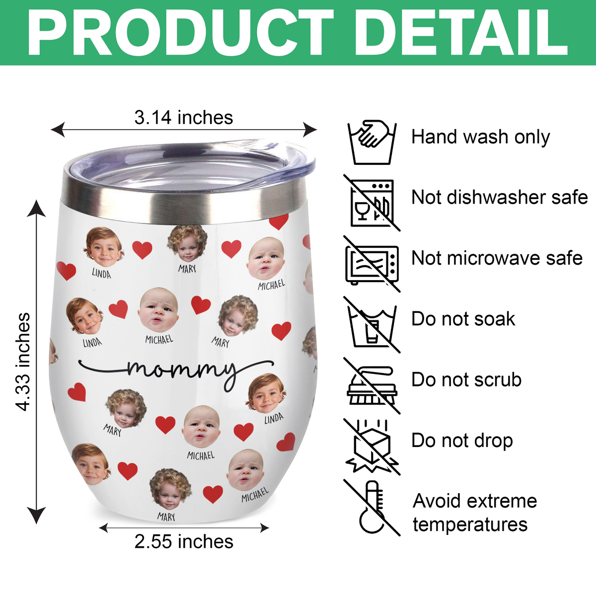 Custom Kid Face Photo Family Wine Tumbler Gift For Dad Mom HO82 894132