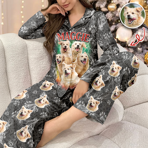 Custom Vintage Bootleg Pet Pajama Set – Personalized Pet Photo Dog Pajamas, Custom Dog Portrait Sleepwear, 90s Retro Lounge Set LM32 897369