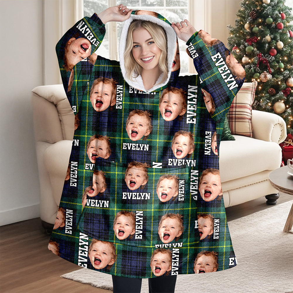 Custom Photo Family Hoodie Blanket For Family Gift HA75 898386