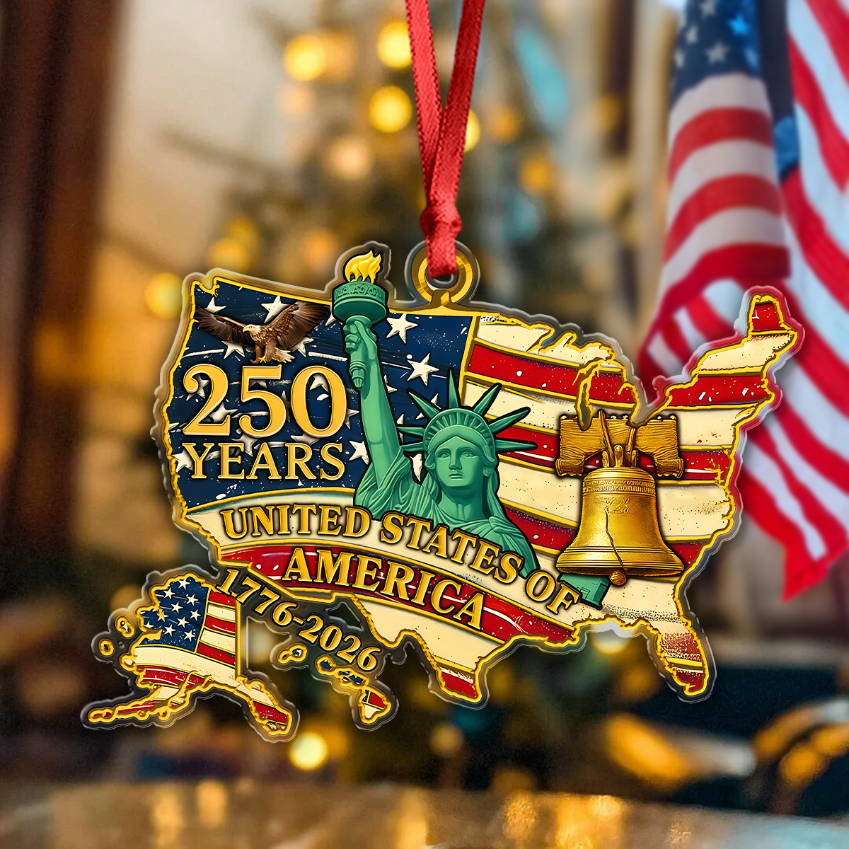 250 Years Of American Flag Liberty Eagle Acrylic Ornament Decor Gift HO82 900366