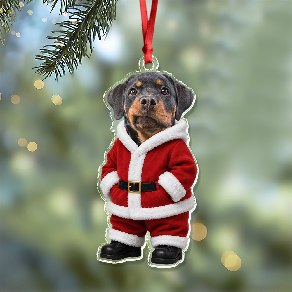 Custom Dog Cat Photo Santa Suit Acrylic Ornament, Christmas Gift For Pet Lovers TH10 170735