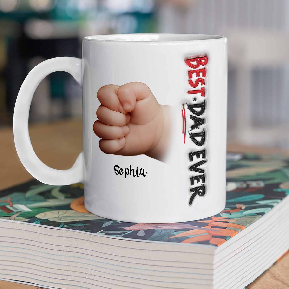 Custom Hand Photo Best Dad Ever White Mug N369 896451