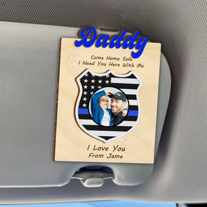 Custom Photo Dad Car Visor Clip Gift For Policeman CH07 896132