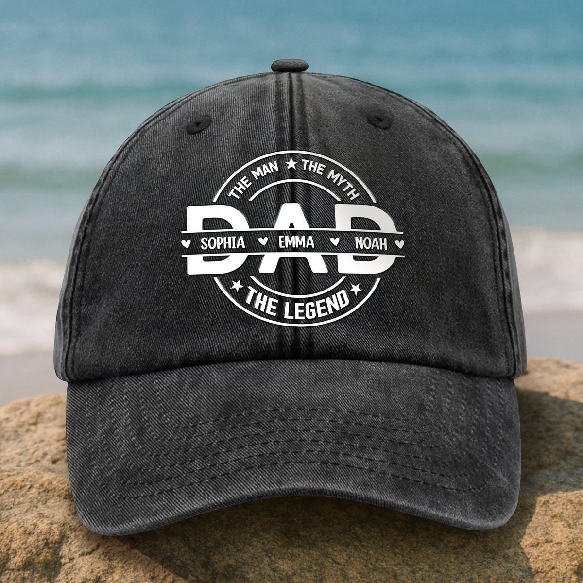 Custom Name Dad The Man The Myth The Legend Washed Denim Baseball Cap TH10 894005