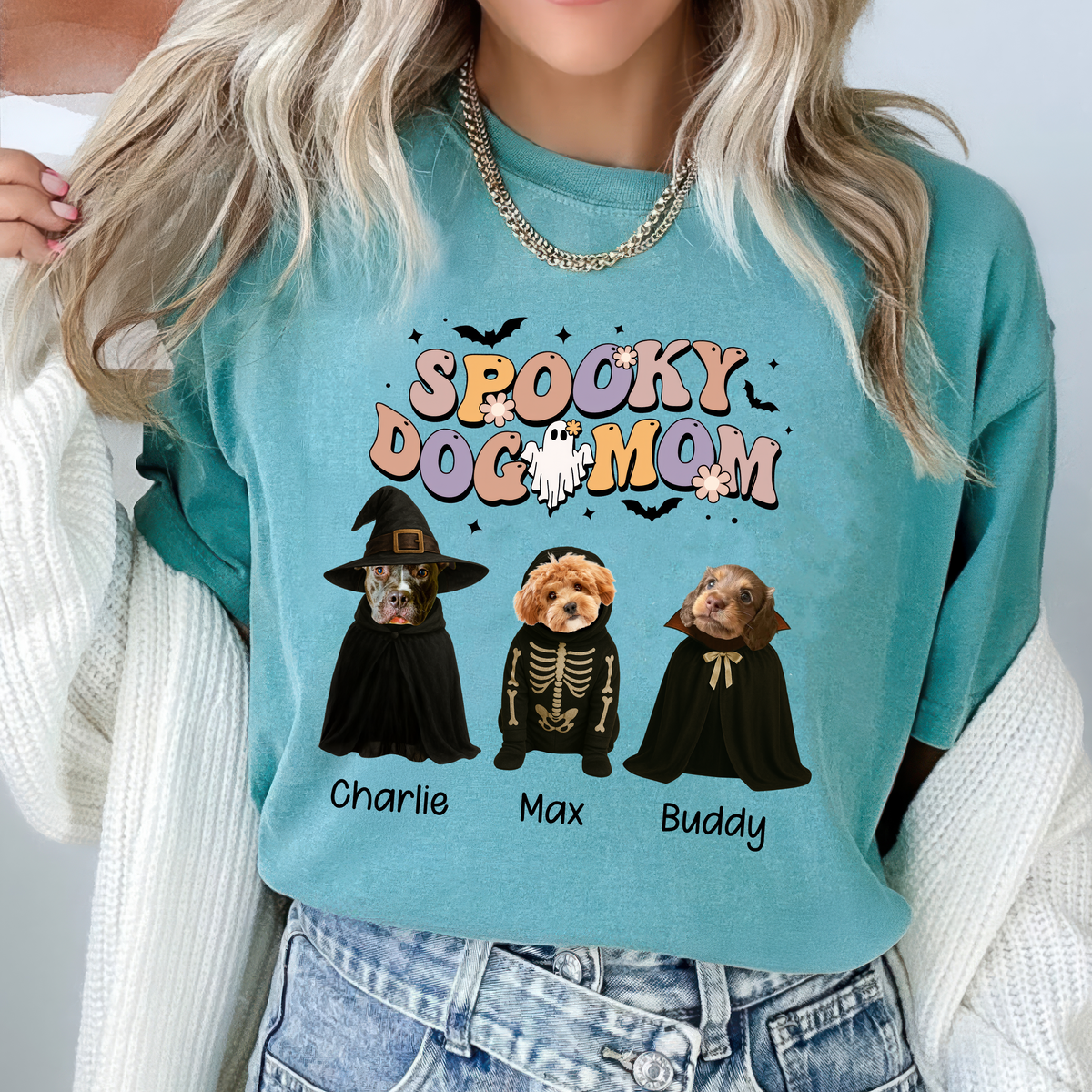 Custom Photo Spooky Dog Mom Comfort Shirt For Halloween TH10 896159