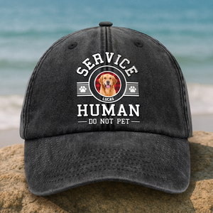 Custom Dog Photo Service Human Washed Denim Baseball Cap Gift LM32 893515
