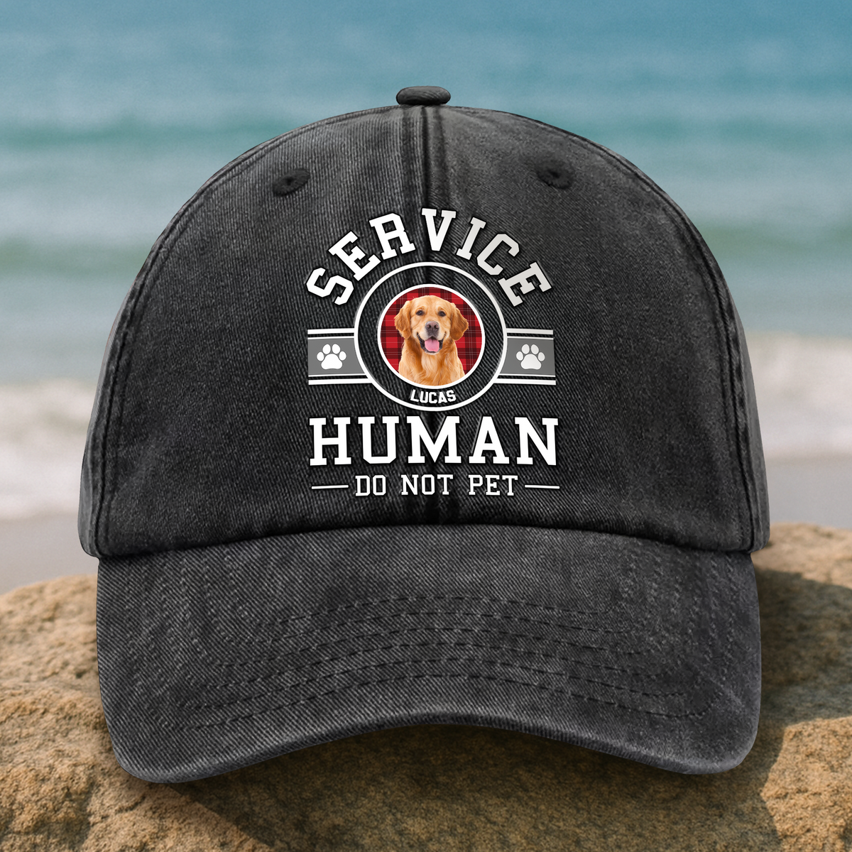 Custom Dog Photo Service Human Washed Denim Baseball Cap Gift LM32 893515