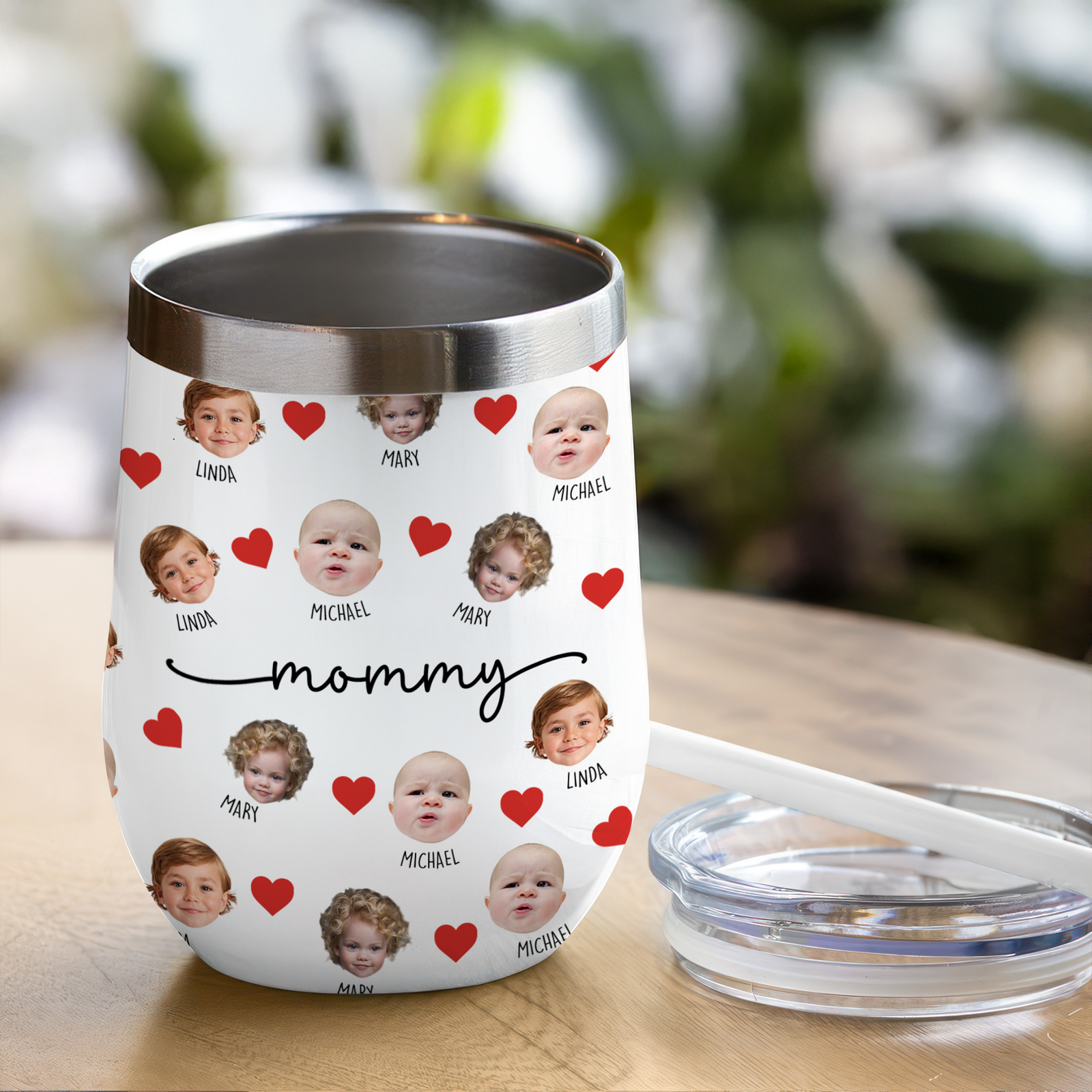 Custom Kid Face Photo Family Wine Tumbler Gift For Dad Mom HO82 894132
