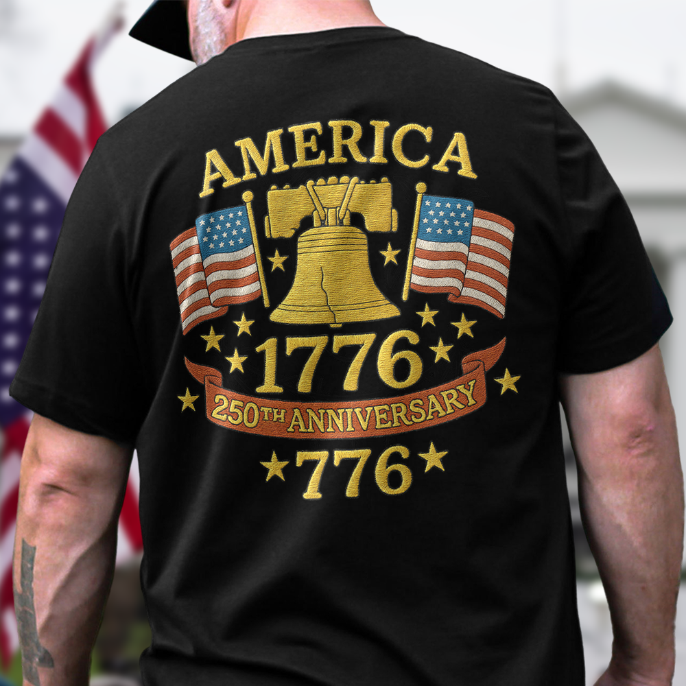 Anniversary Liberty Bell Embroidered Effect Back Side Dark Shirt America 250th Anniversary Shirt CH07 899190