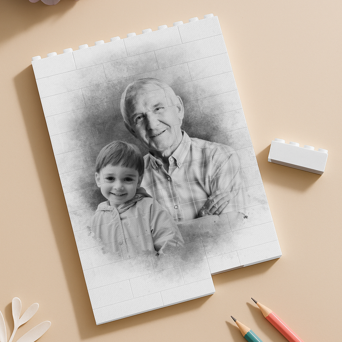 Custom Photo Add Deceased Loved One Memorial Family Building Brick Block HO82 902930