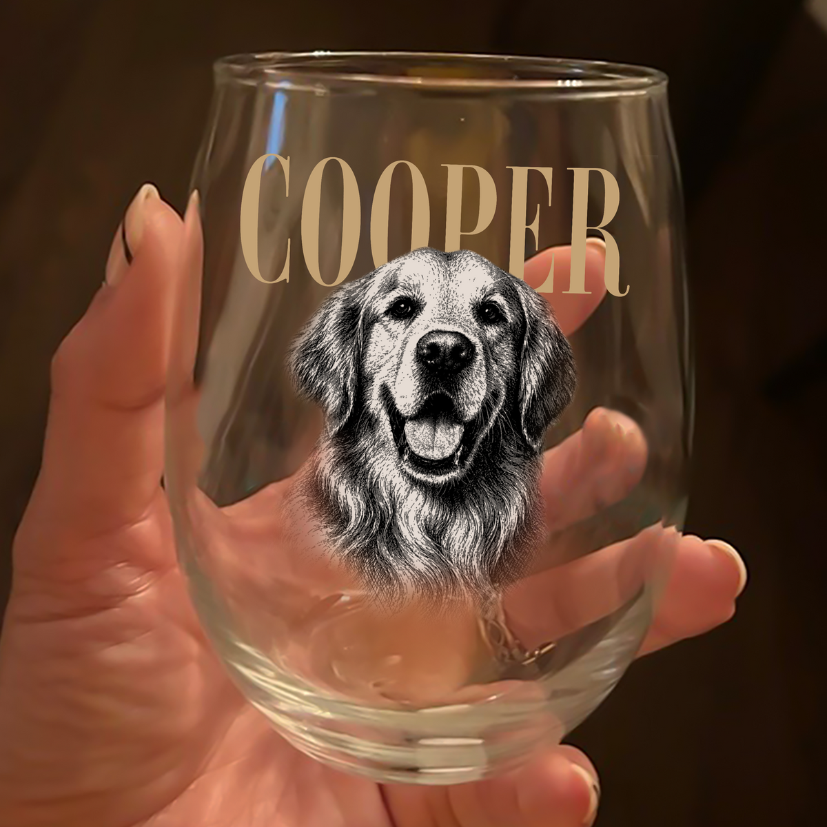 Custom Pet Face Shirt Vintage Style Stemless Wine Glass, Unique Dog Cat Lovers Gift HO82 903206