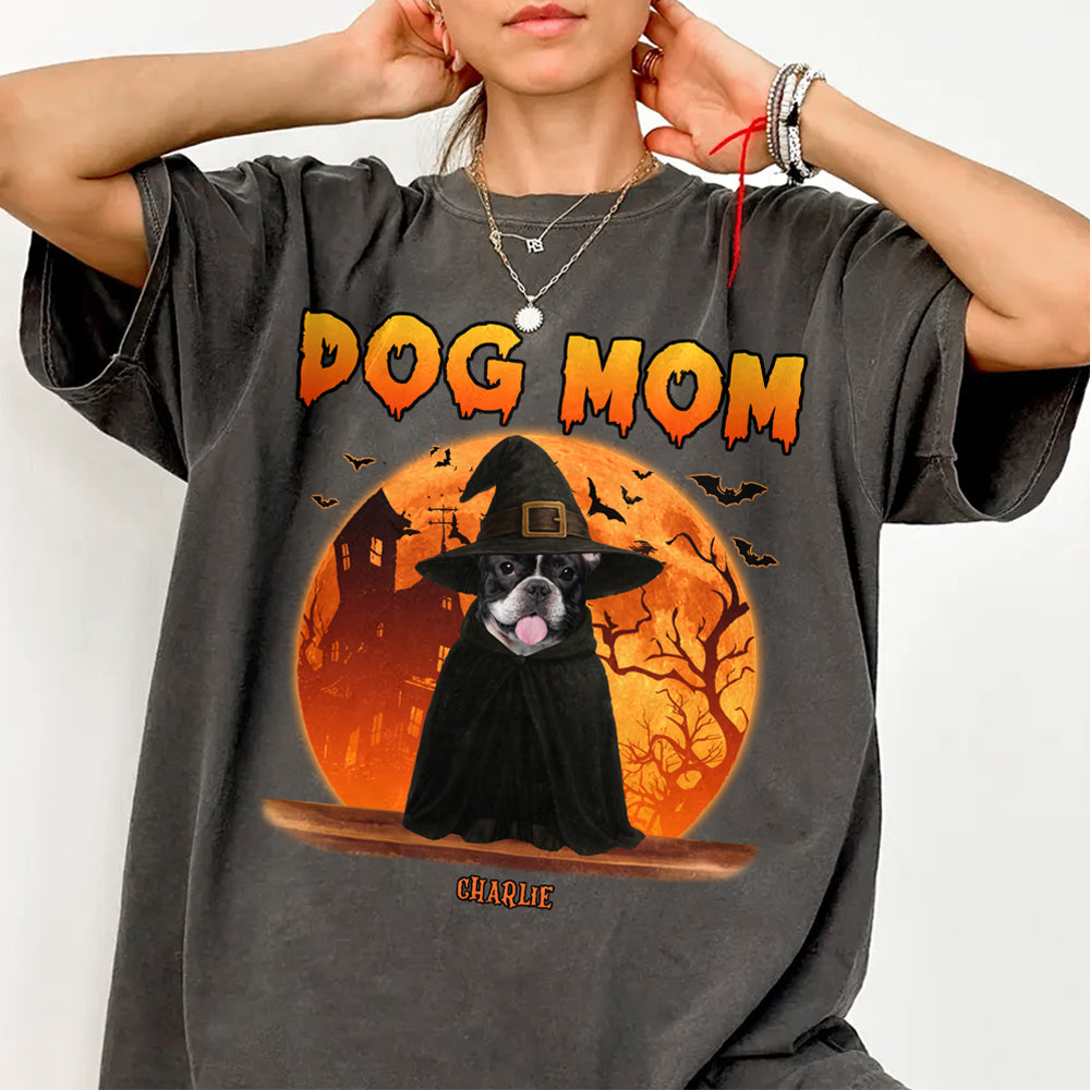Dog Dad Dog Mom Dark Night - Custom Dog Halloween Photo Comfort Color Shirt Gift For Dog Lovers CH07 899436