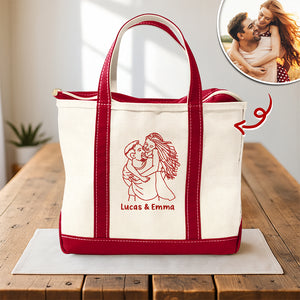 Custom Couple Photo Embroidered Monogram Beach Bag HO82 894248