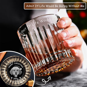 Custom Photo Christmas Would Be Boring Without Me Christmas Vertical Lines Whiskey Glass TH10 894501
