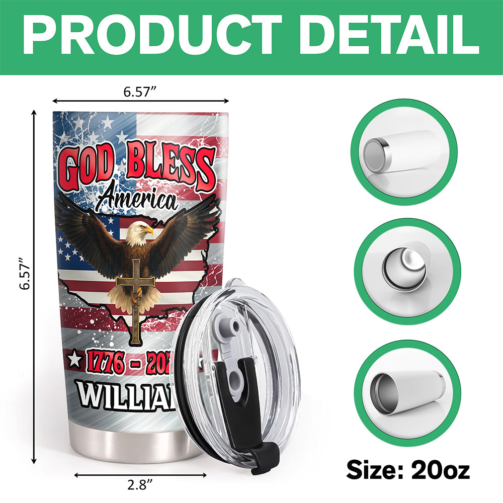 Custom Name Patriotic 250th Anniversary God Bless America Eagle 1776-2026 Fat Tumbler HO82 902254