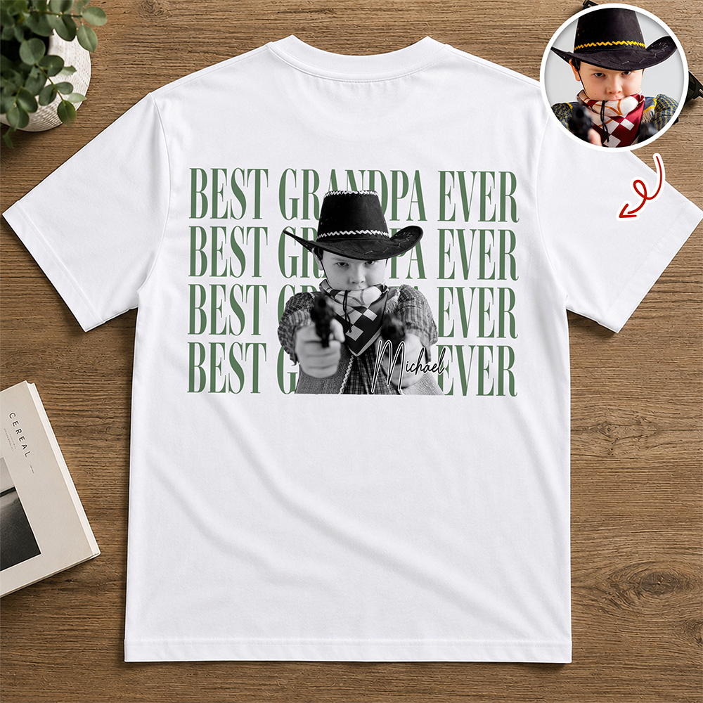 Personalized Vintage Photo Best Dad Mom Ever Family Bright Back Shirt HA75 921460