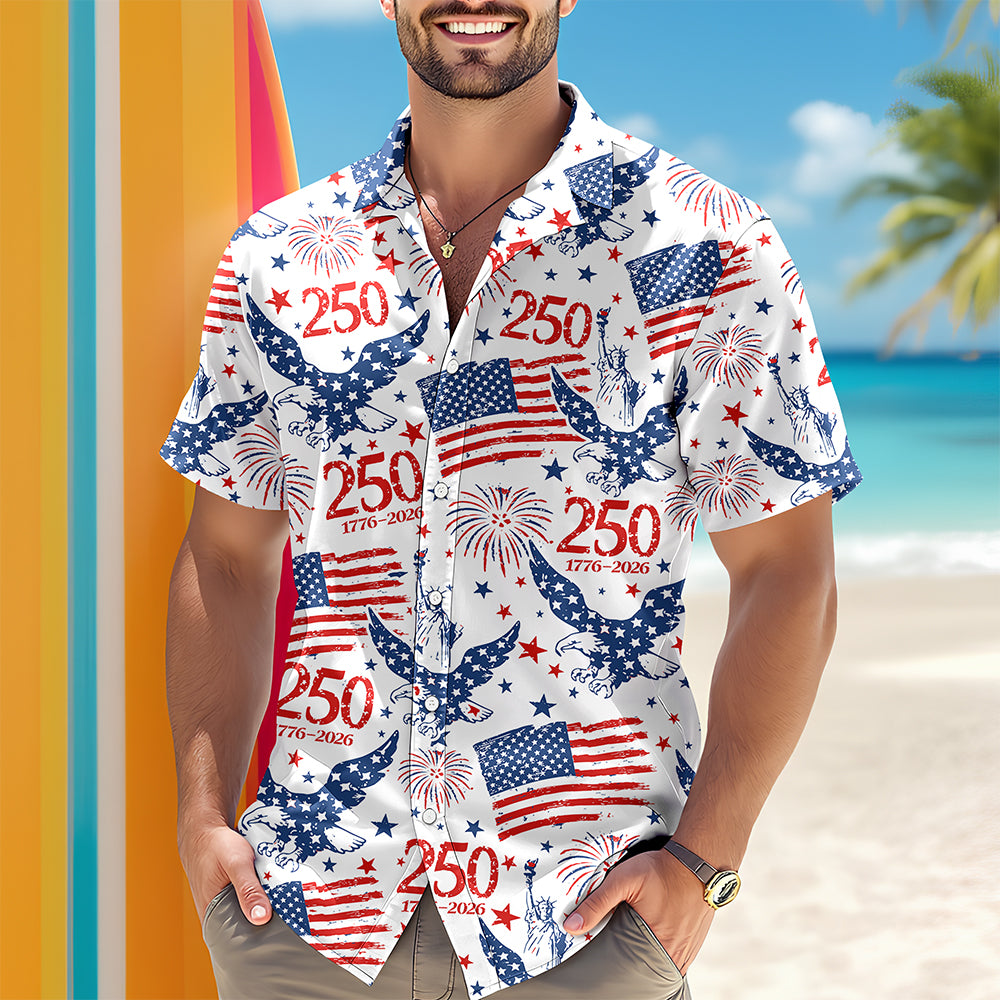 Personalized America 250th Anniversary Patriotic Eagle Hawaii Shirt HA75 920292