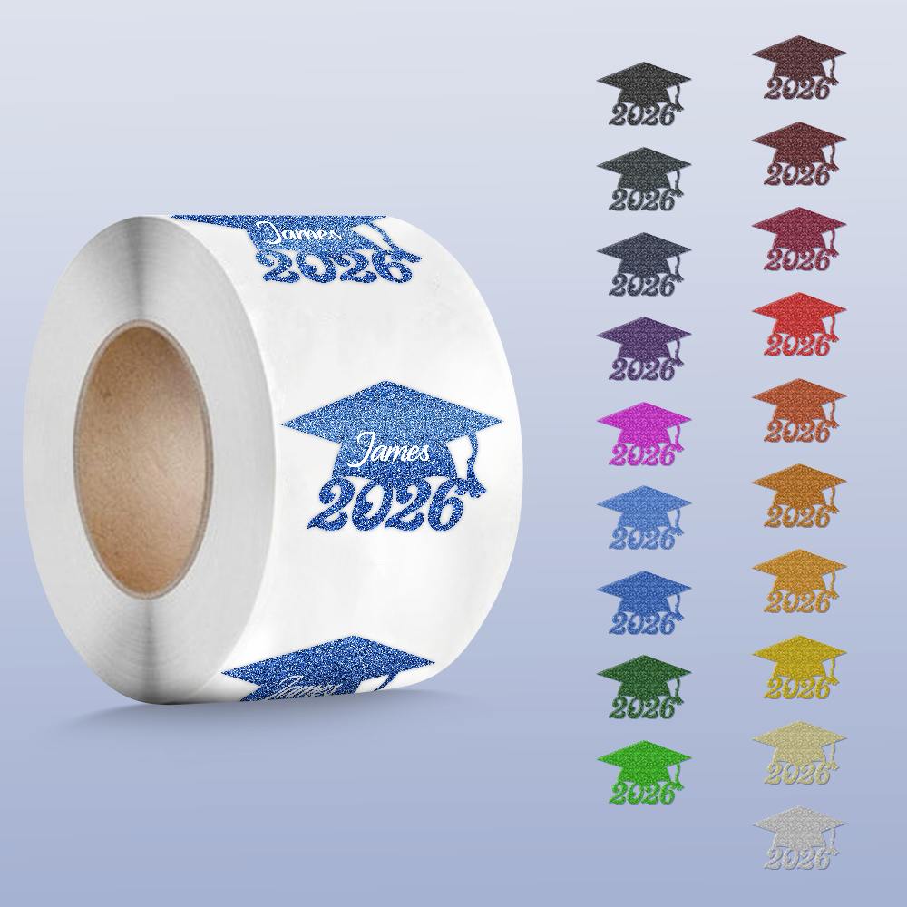 Personalized Name Class Of 2026 Glitter Hat Graduation Roll Sticker LM32 899353