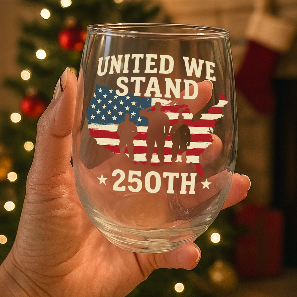 We Stand 250th Anniversary USA Veteran Wine Glass HA75 897312