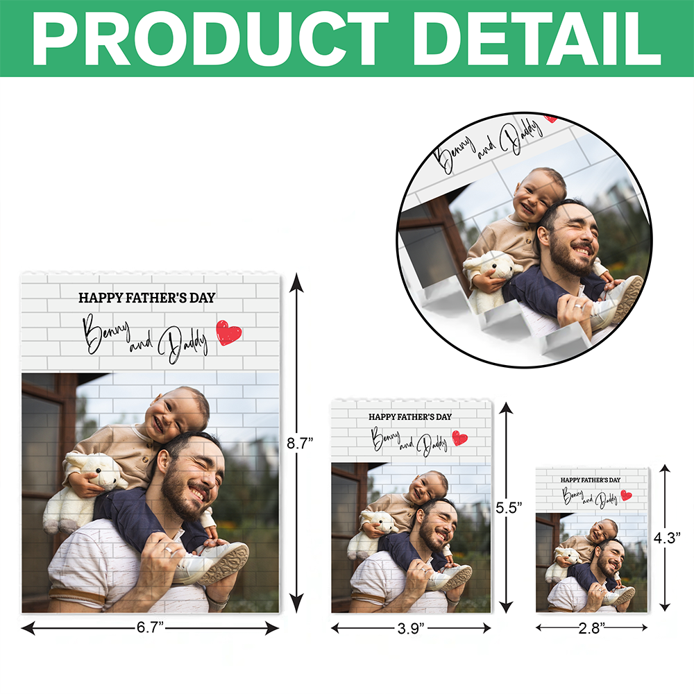 Custom Photo Happy Father's Day Building Brick Blocks Gift For Dad, Grandpa HA75 921502