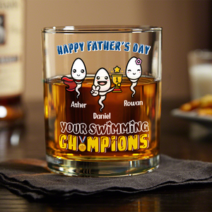 Happy Father's Day Your Swimming Champion Personalized Whiskey Glass Funny Father's Day Gift CH07 895364