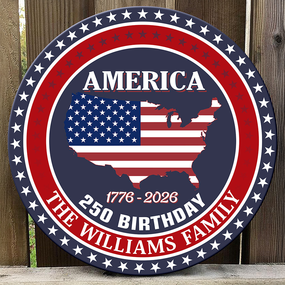 Custom Name America 250 Birthday 1776-2026 Personalized Door Sign HA75 898482