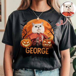 Custom Halloween Cat Photo Comfort Shirt Spooky Season Shirt Cat Lovers Halloween Gift CH07 899622