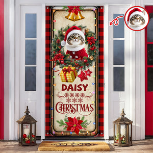 Custom Cat Photo Christmas Decoration Door Cover HO82 900262