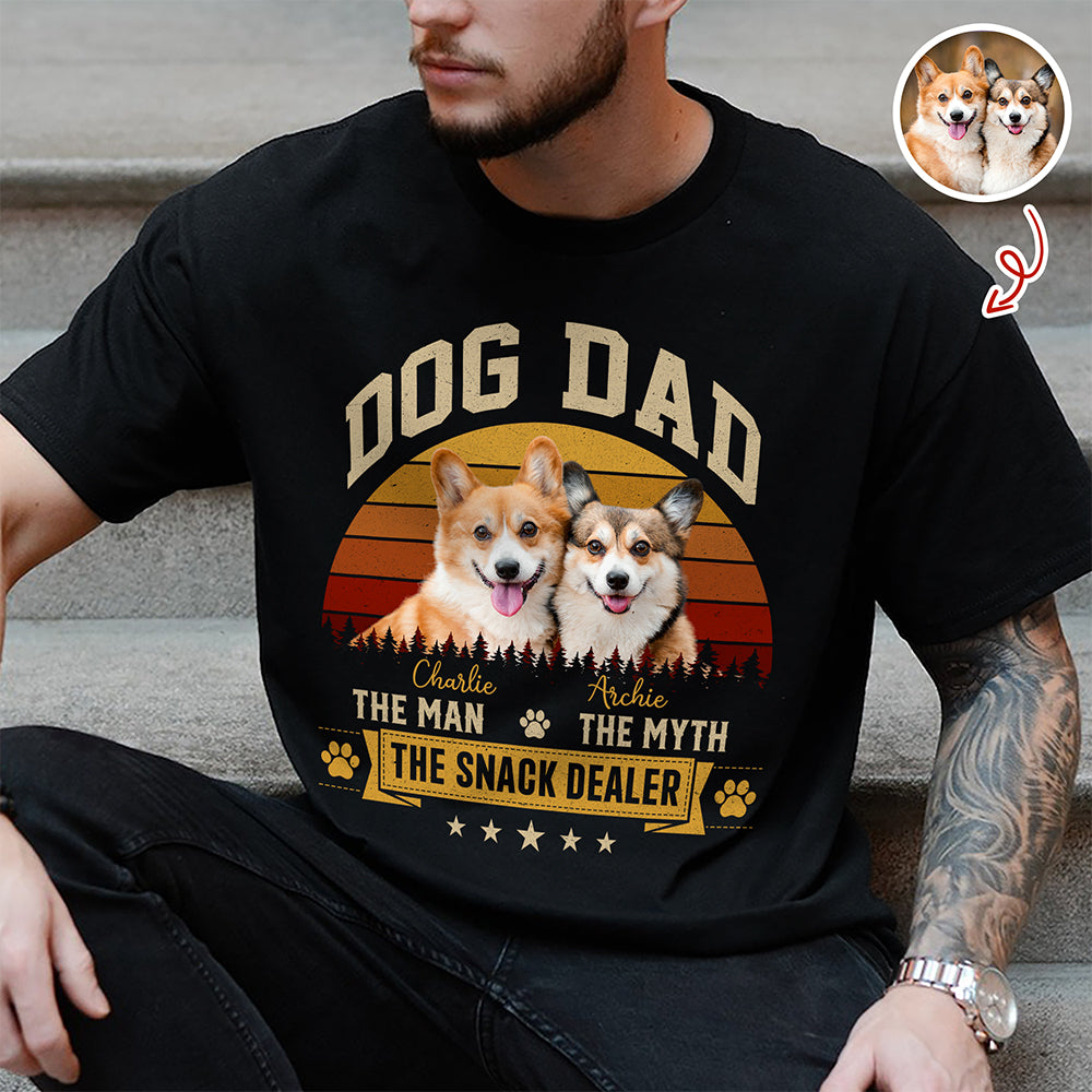 Custom Photo Dog Dad The Man The Myth The Snack Dealer Dark Shirt HO82 902504