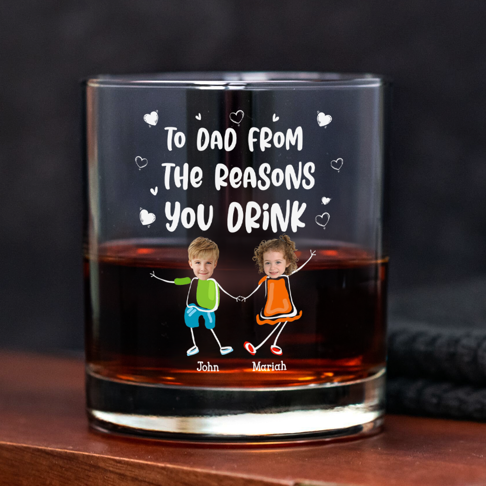 Custom Photo To Mom Dad From The Reasons You Drink Personalized Whiskey Glass Funny Gift For Dad Mom CH07 895536