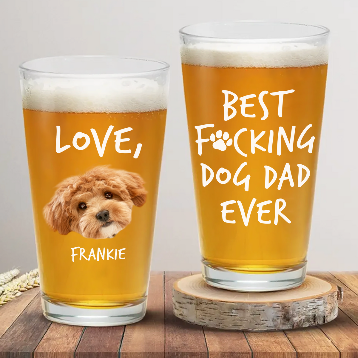Custom Photo Best F*cking Dog Dad Ever Beer Glass Gift For Dog Lover CH07 895590