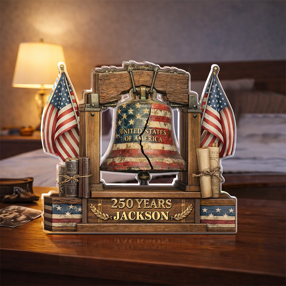 Custom Name 250 Years Anniversary Liberty Bell Decor Acrylic Block Plaque HO82 901908