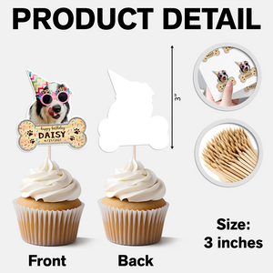 Custom Dog Photo With Bone Cupcake Toppers For Dog Birthday HO82 893664