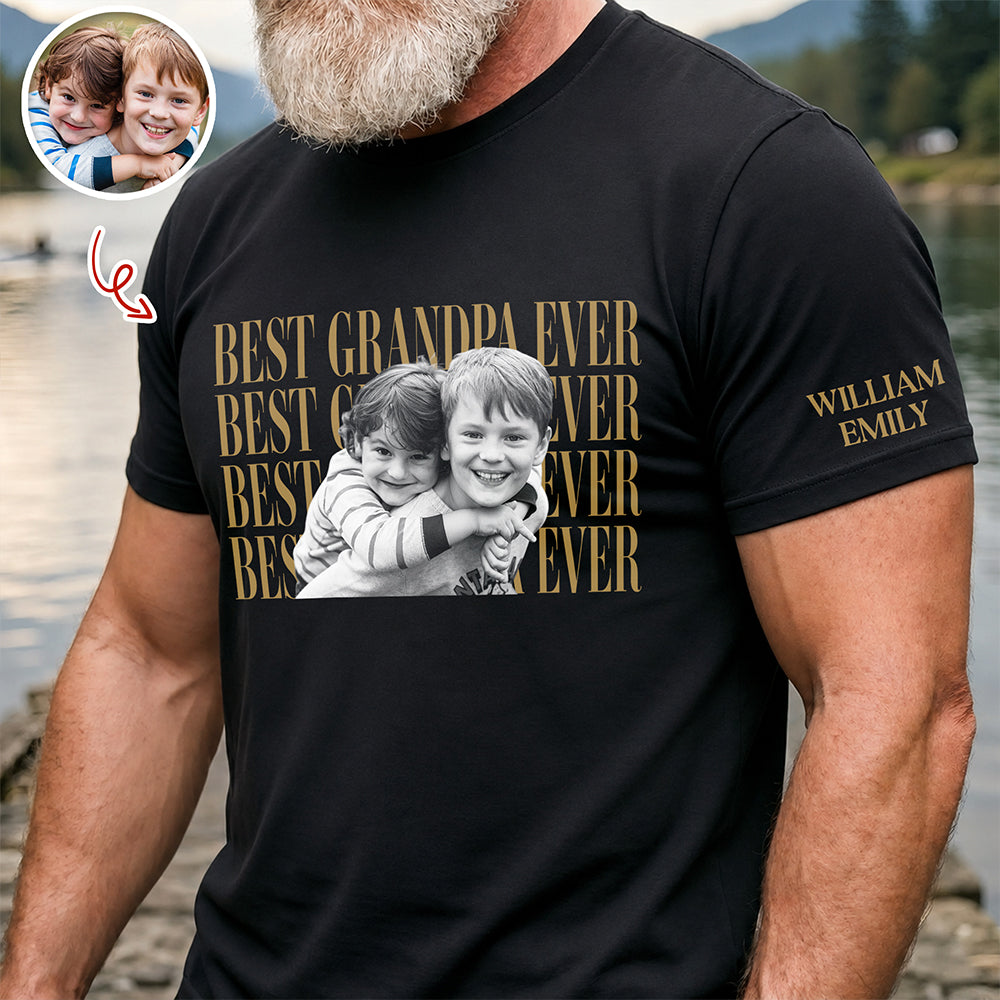 Personalized Vintage Photo Best Dad Mom Ever Short Sleeve Print Shirt HA75 921588