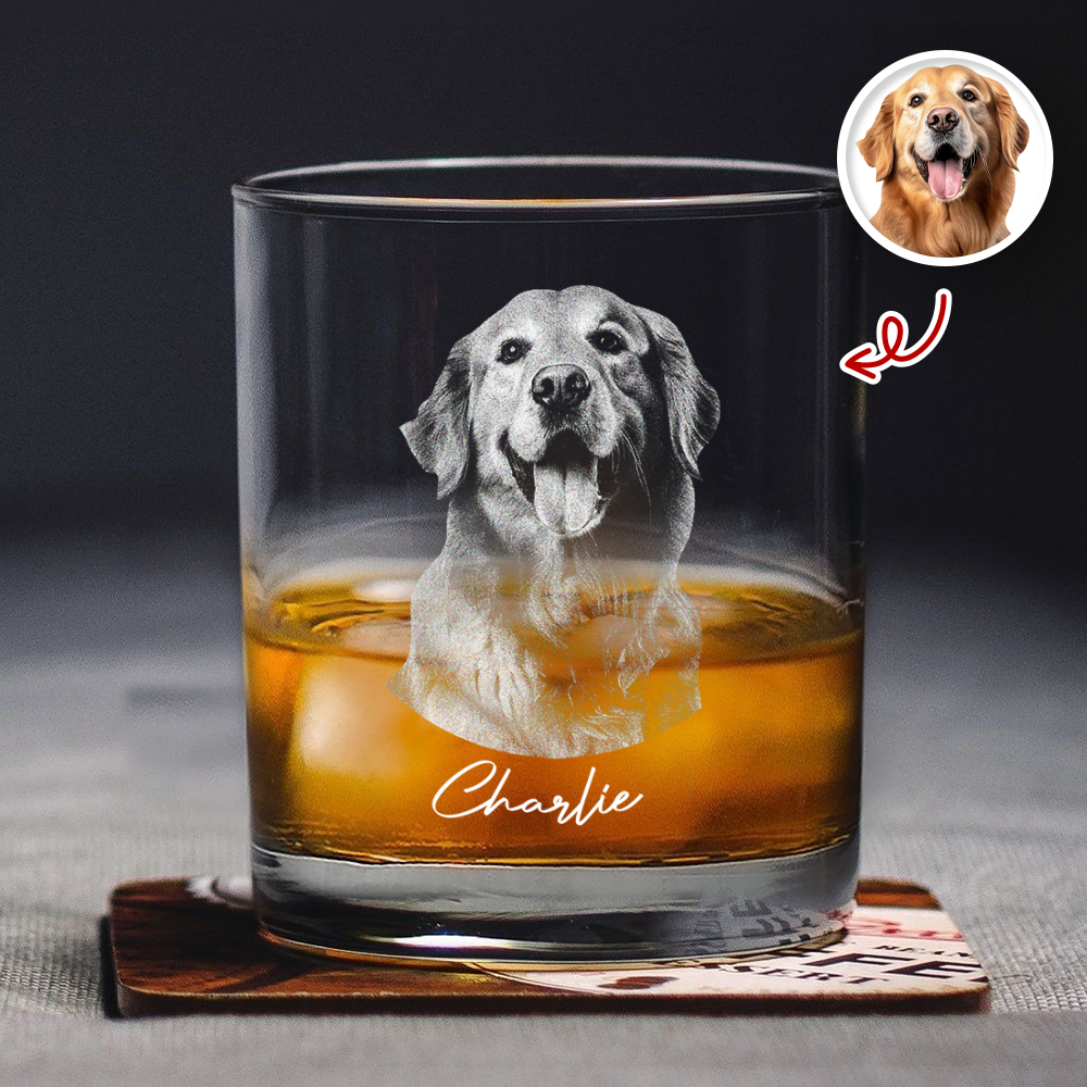 Custom Dog Photo Engraved Whiskey Glass Gift For Dog Lovers CH07 910014