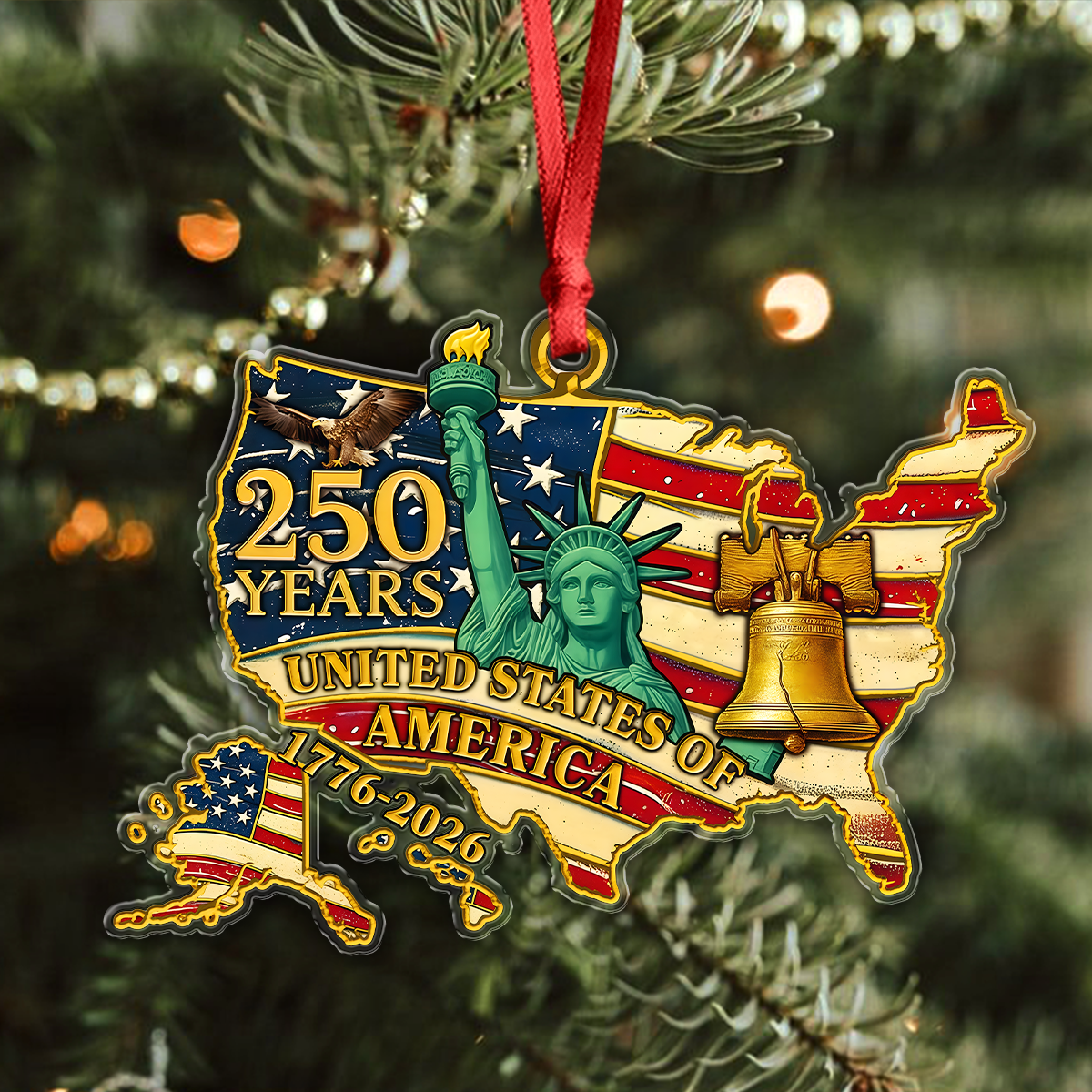 250 Years Of American Flag Liberty Eagle Acrylic Ornament Decor Gift HO82 900366