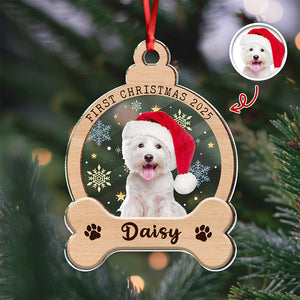 Custom Photo Dog First Christmas Wood And Acrylic Ornament HA75 897042