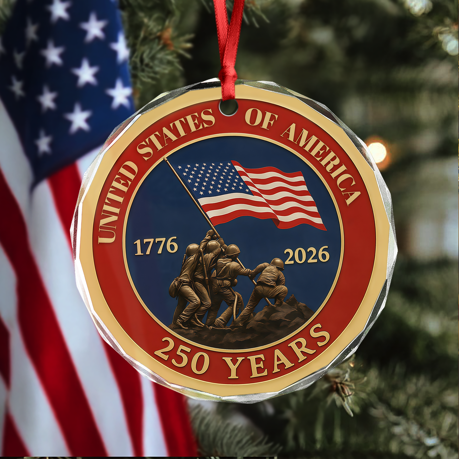 United States Of America 1776 - 2026 250 Years Glass Ornament HA75 898106