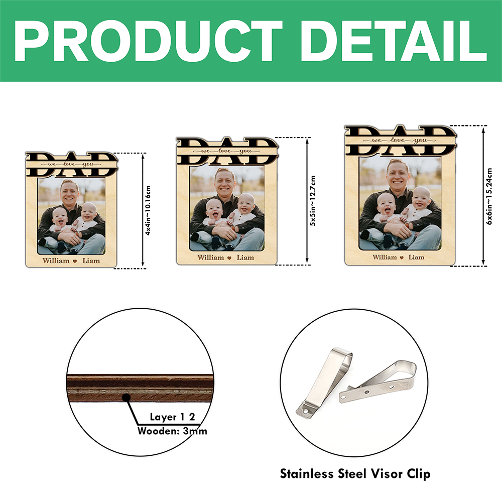 Custom Photo Dad And Kid 2 Layered Car Visor Clip TH10 892967