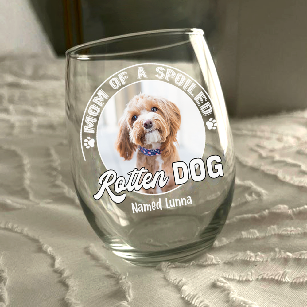 Custom Photo Spoiled Rotten Dog Wine Glass For Dog Lovers HA75 892140