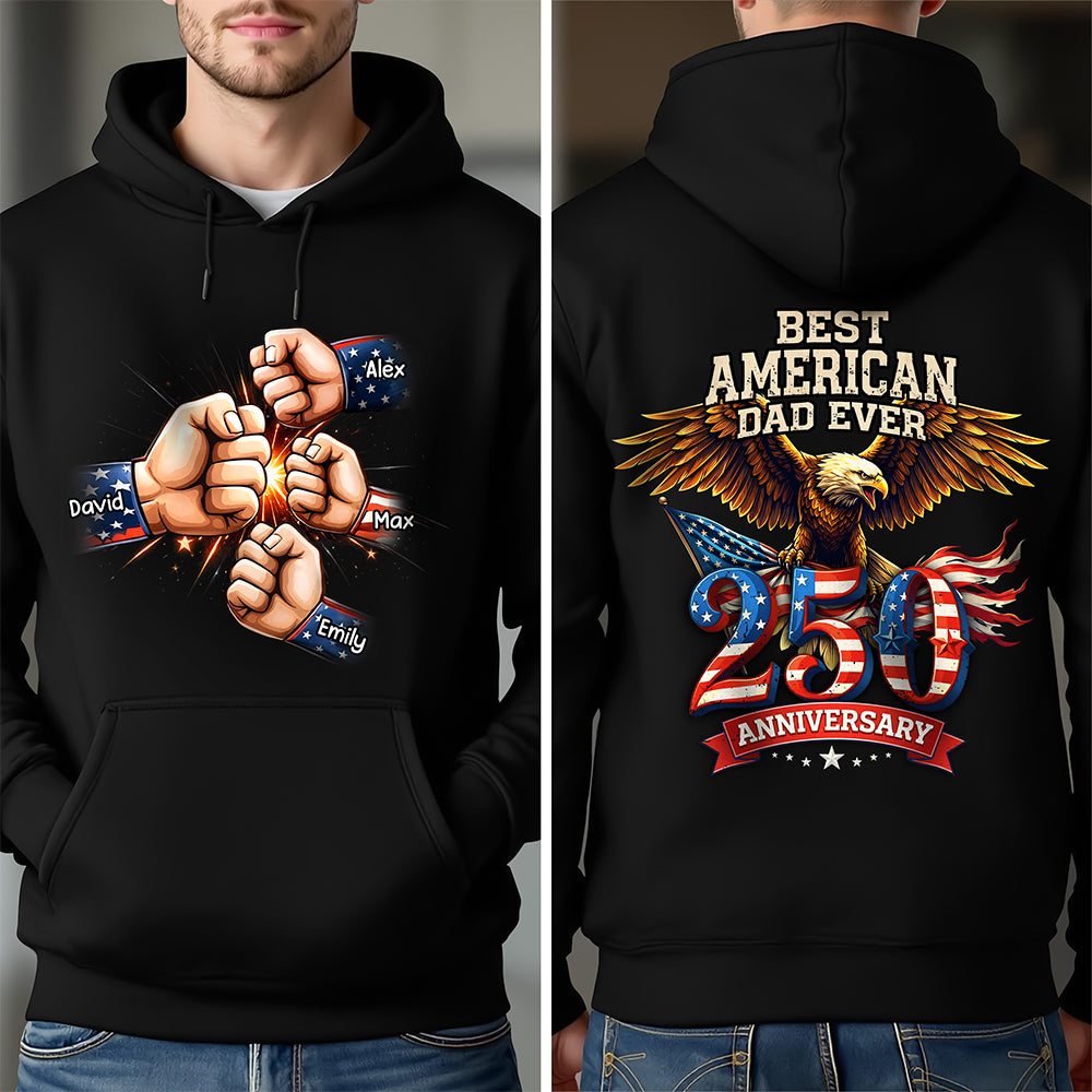 Personalized Best American Dad Ever Back & Front Dark Shirt CH07 911134